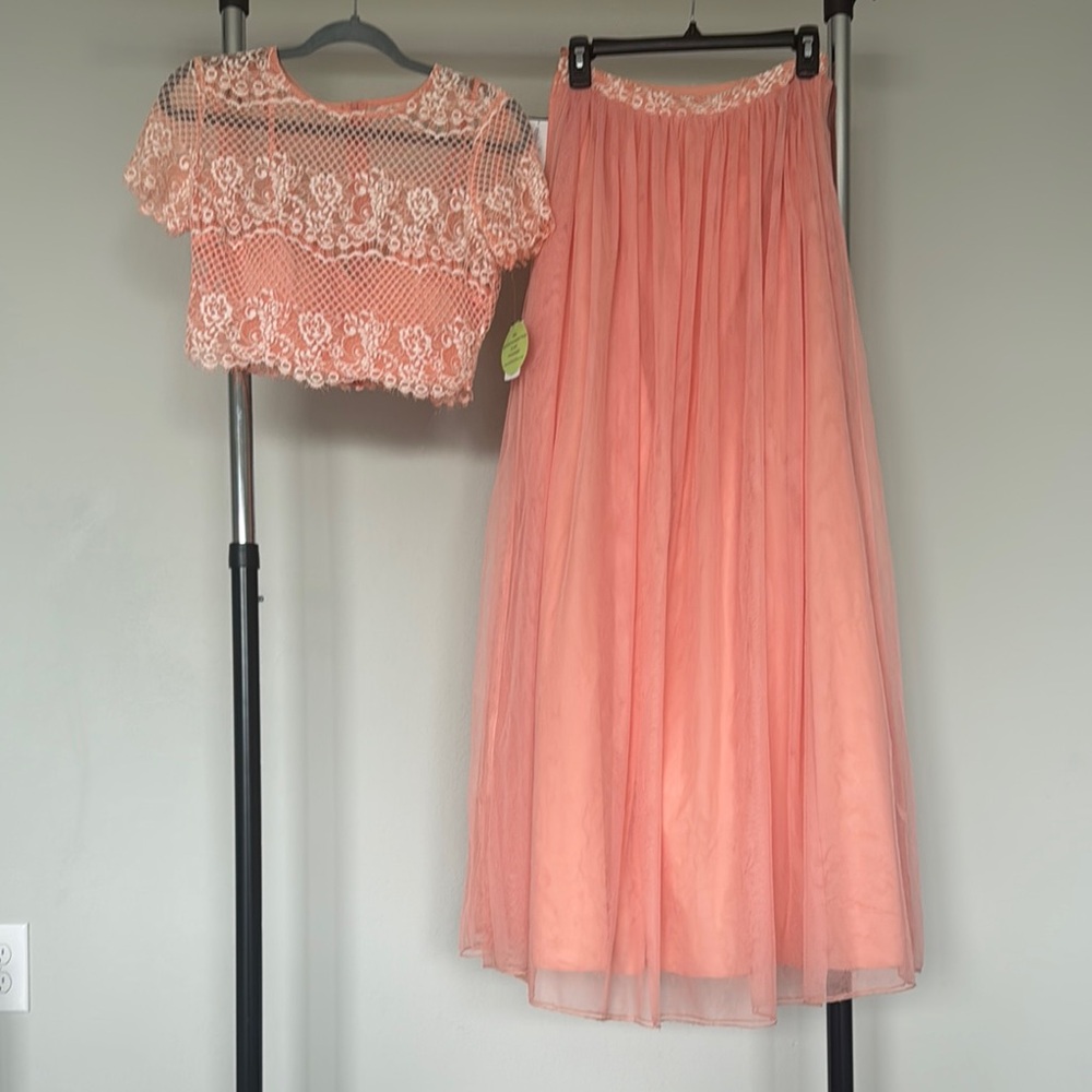 City Triangles Orange Maxi A-Line Skirt Set